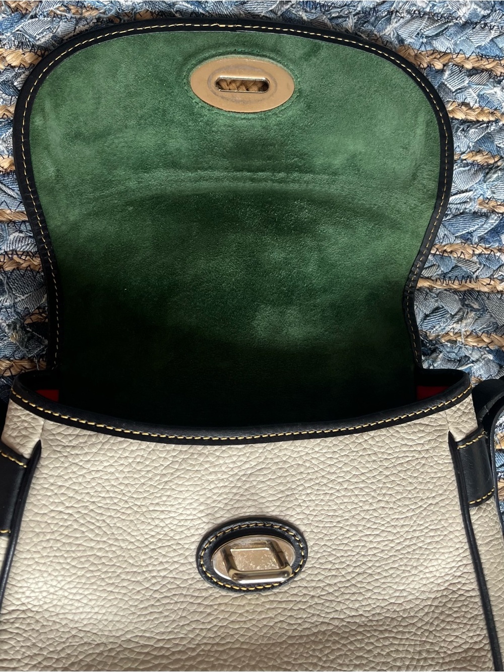 Dooney & Bourke Brown and Cream Two-Tone Leather Crossbody - Picture 6 of 7